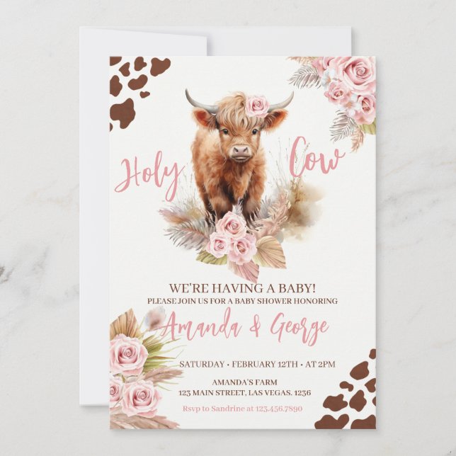 Holy Cow We're Having a Baby Girl baby shower Invitation (Front)