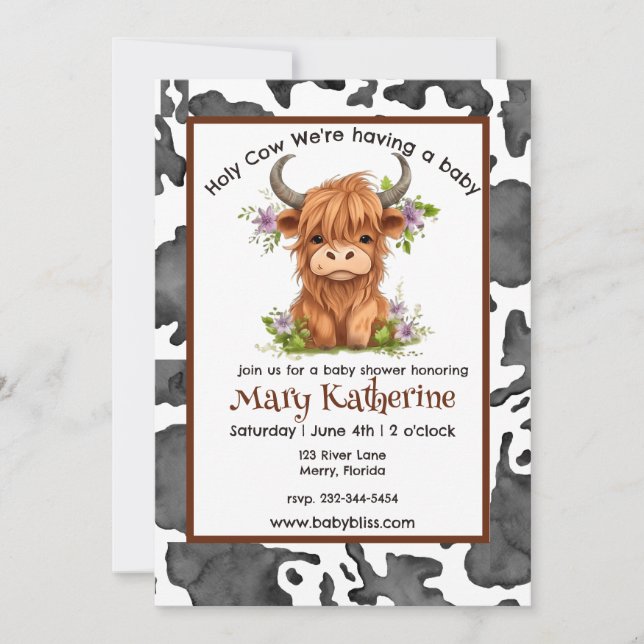 Holy Cow We're Having a Baby Invitation (Front)