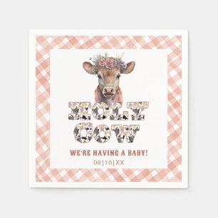 Holy Cow Western Rustic Plaid Baby Shower Napkin