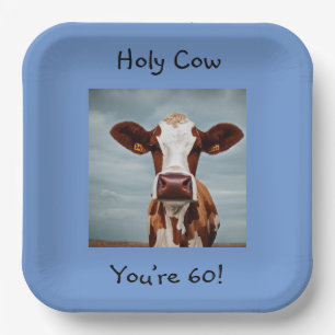 Holy Cow You’re 60 Paper Plate