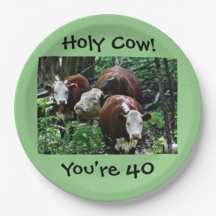 Holy Cow You're 40 Paper Plate