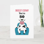 Holy Cow You're 50 60 70 Funny Sarcastic Birthday Card<br><div class="desc">Funny and cute birthday card for those who love puns and humour. Perfect way to wish your friends and family happy birthday.  Visit our store for more birthday card collection. You'll find something cool,  humourous and sometimes sarcastic birthday cards for your special someone.</div>