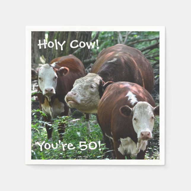 Holy Cow You're 50 Party Napkins (Front)