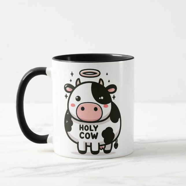  Holy Cow Zen Mug – Cute Moo with Halo (Left)