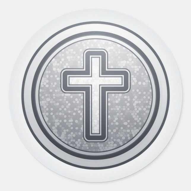 Holy Cross and Prayer Classic Round Sticker (Front)