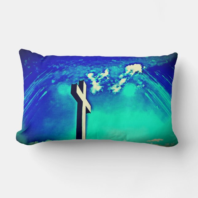 Holy Cross Blue Earth Throw Pillow (Front)