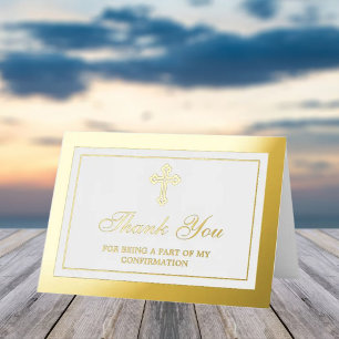 Holy Cross Communion Or Confirmation Thank You Foil Greeting Card