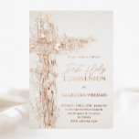Holy cross First Holy Communion<br><div class="desc">real rose gold foil details First Holy Communion invitation</div>