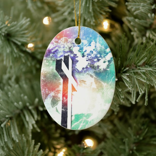 Holy Cross Pastel Distressed Christmas Ornament (Tree)