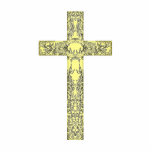 "Holy Cross" Photo Sculpture Keychain<br><div class="desc">A gold-coloured Latin Cross engraved with olive branches.</div>