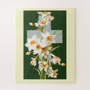Holy cross with flowers at Easter Jigsaw Puzzle