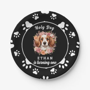Holy Dog, I'm One   Dog Girl 1st Birthday Paper Plate