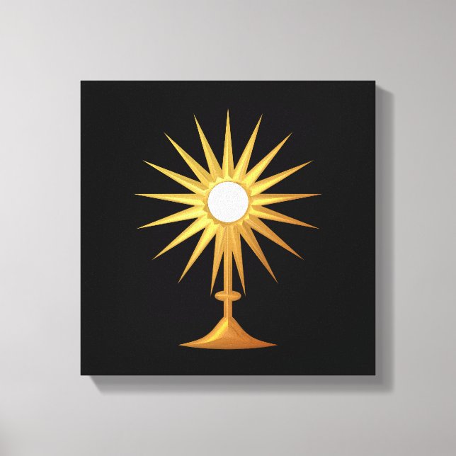 Holy Eucharist in golden Monstrance Canvas Print (Front)