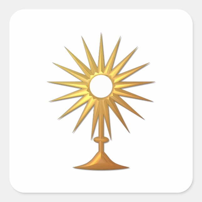 Holy Eucharist in golden Monstrance Square Sticker (Front)