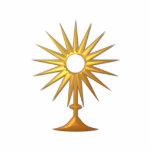 Holy Eucharist in golden Monstrance Standing Photo Sculpture<br><div class="desc">Holy Eucharist in golden Monstrance

Feel free to add your own words and/or pictures to this item,  or change the background colour,  via Zazzle's great customization tools.  This design is also available on many other products. Thanks for stopping by! God bless!</div>