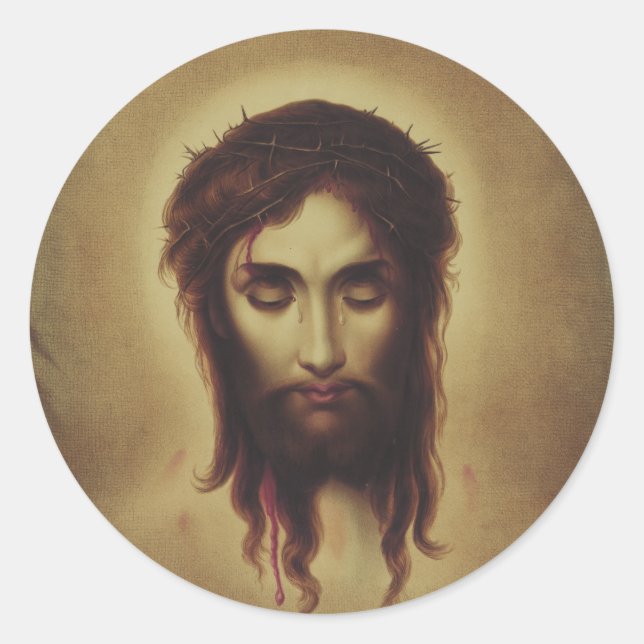 Holy Face of Jesus Christ Classic Round Sticker (Front)