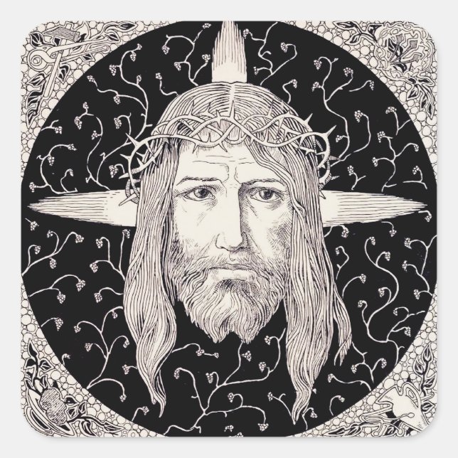 Holy Face of Jesus Christ Square Sticker (Front)