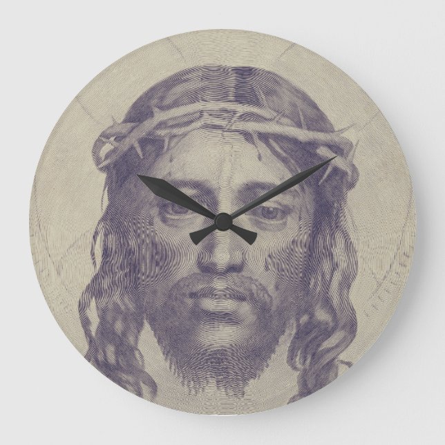 Holy Face Of Jesus Veil Of Veronica Art Large Clock (Front)