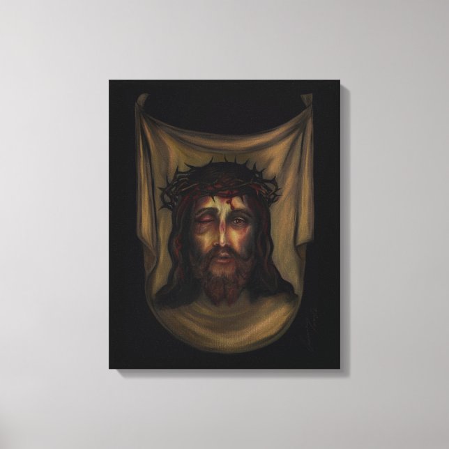Holy Face - Veronica’s Veil Image -Based on Shroud Canvas Print (Front)