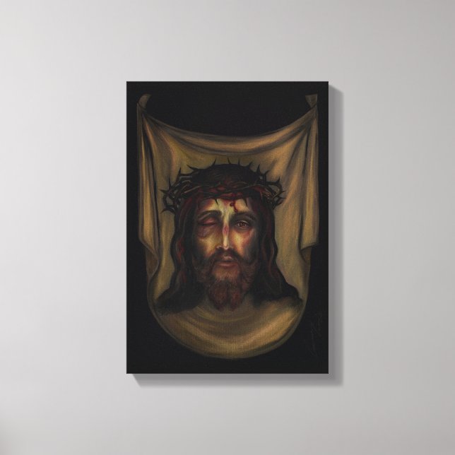 Holy Face - Veronica’s Veil Image -Based on Shroud Canvas Print (Front)