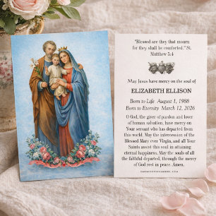 Holy Family Catholic Funeral Memorial Holy Card -