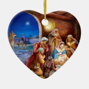 Holy family ceramic ornament