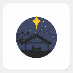 Holy Family Christmas Square Sticker