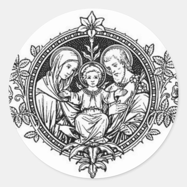 Holy Family Jesus Mary St. Joseph Classic Round Sticker (Front)