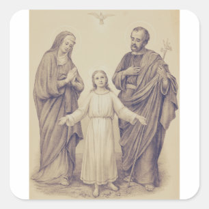 Holy Family Jesus, Virgin Mary and Saint Joseph Square Sticker