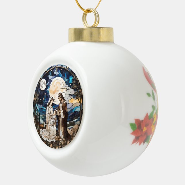 Holy family nativity ceramic ball christmas ornament (Right)