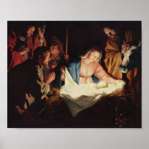 Holy Family Nativity Scene Religious Christmas  Poster