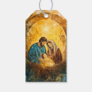 Holy Family, Peaceful Manger Glow Gift Tags