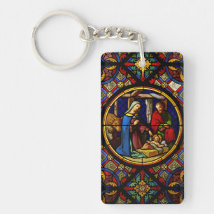 Holy Family "Stained Glass"  Keychain