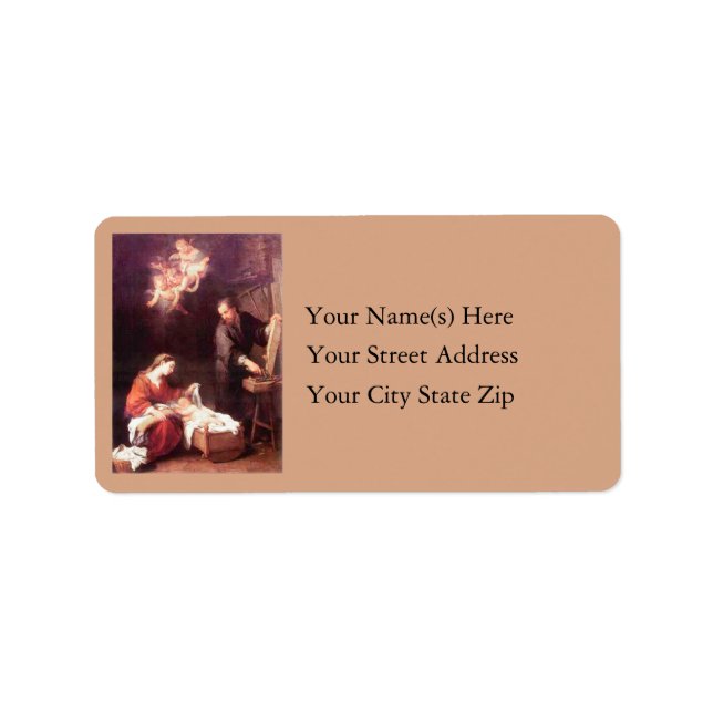 Holy Family With Angels Vintage Christmas Label (Front)