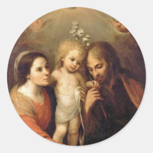 Holy Family with Cherubs by Gutierrez Classic Round Sticker