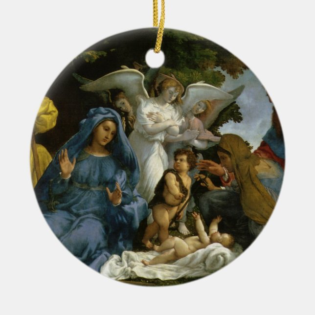 Holy Family with John the Baptist Ceramic Ornament (Front)