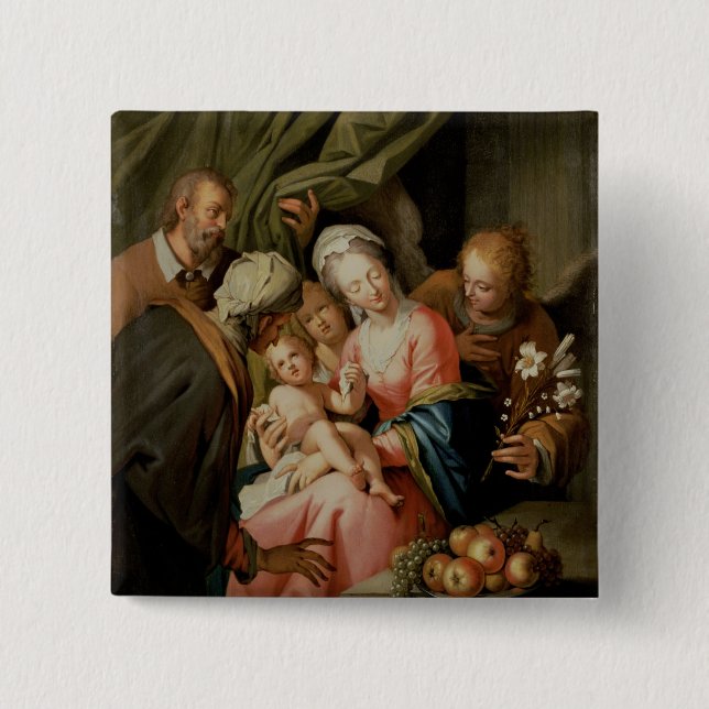 Holy Family with St. Anne 2 Inch Square Button (Front)