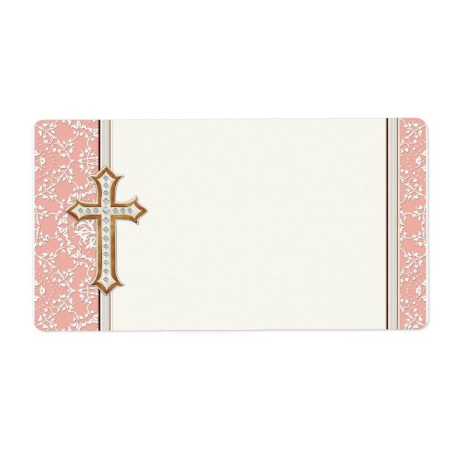 Holy First Communion Gold Golden Cross Lace Girl (Front)