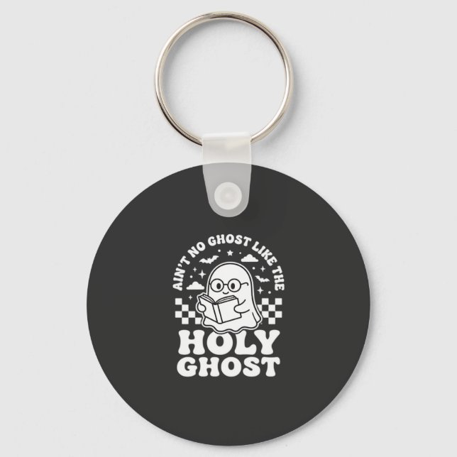 Holy Ghost Retro Halloween Ghost Design_1 Keychain (Front)