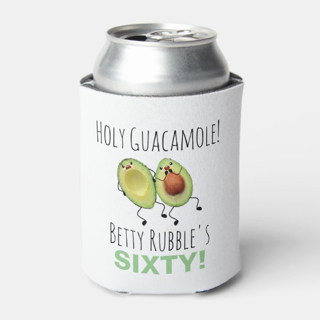 Holy Guacamole 60th Birthday Personalized Can Cooler (Can Front)