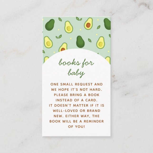 Holy Guacamole Avocado Baby Shower Book Request Enclosure Card (Front)