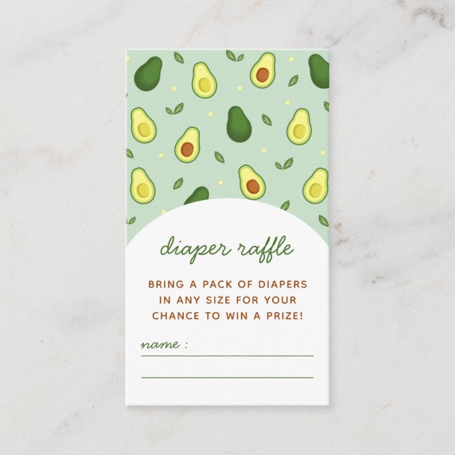 Holy Guacamole Avocado Baby Shower Diaper Raffle Enclosure Card (Front)
