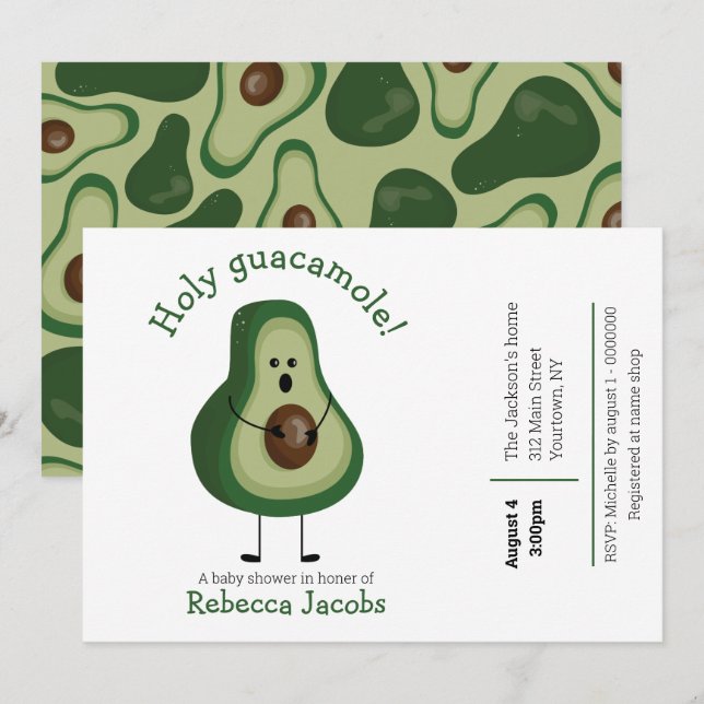 Holy guacamole! Baby Shower Invitation (Front/Back)