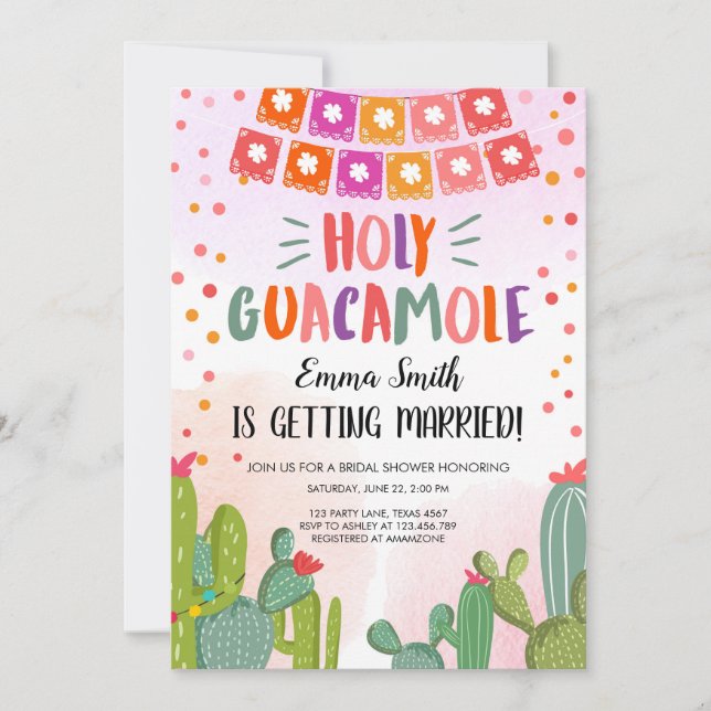 Holy Guacamole Cactus Fiesta Bridal Shower Invitation (Front)