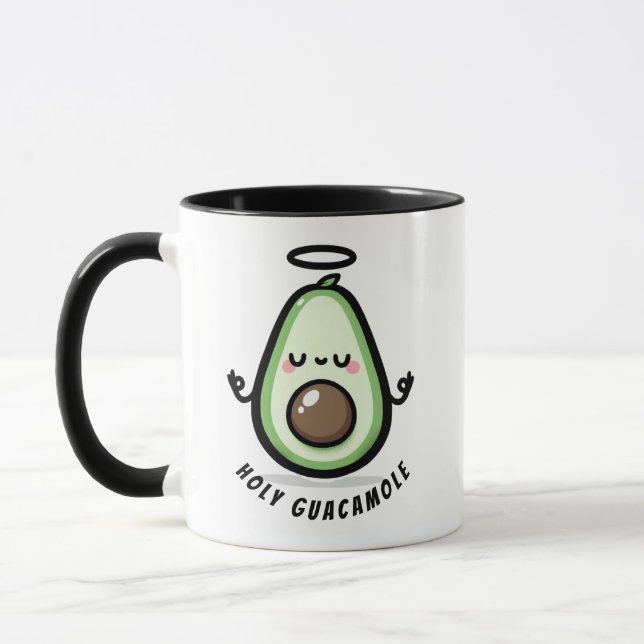 Holy Guacamole Cute Avocado – Funny Pun  Mug (Left)