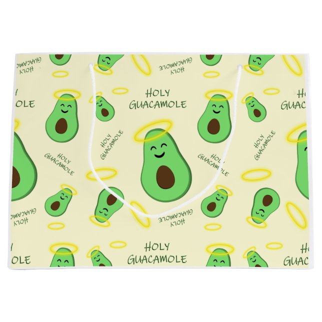 Holy Guacamole cute avocado Large Gift Bag (Front)