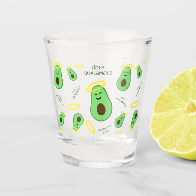 Holy Guacamole cute avocado Shot Glass (Front)