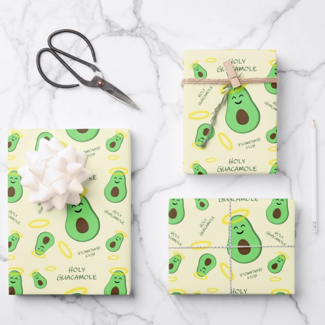 Holy Guacamole cute avocado Wrapping Paper Sheet (Front)
