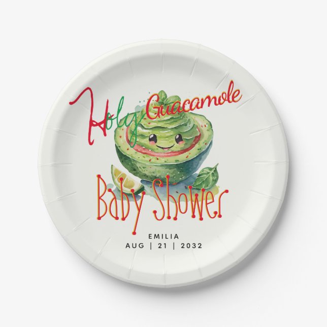 Holy Guacamole Fiesta Baby Shower CUSTOM Paper Plate (Front)