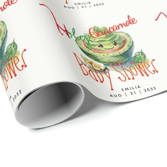 Holy Guacamole Fiesta Baby Shower CUSTOM Wrapping Paper (Roll Corner)
